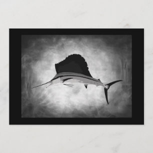 Segelfisch, der Vintage Kunst fischt Einladung