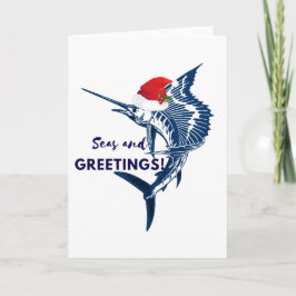 Segelfisch-Weihnachtssee-und -gruß-Karte Feiertagskarte