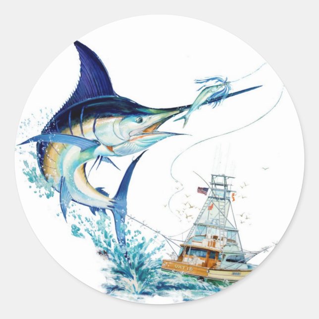 Segelfische nehmen den Köder Runder Aufkleber (Vorderseite)