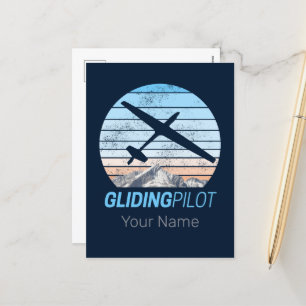 Segelflugpilot Vintage-Flieger Sonnenuntergang Flu Feiertagspostkarte
