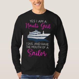 Segelgirl Nauti Boot Kapitän T-Shirt
