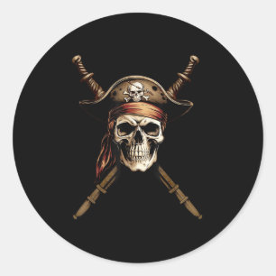 Segelkapitän Piratenflagge Totenkopf Kreuzknochen Runder Aufkleber
