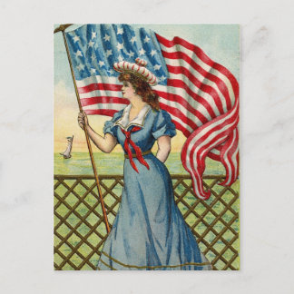 Segelmädchen - vintage nautische patriotische Kuns Postkarte