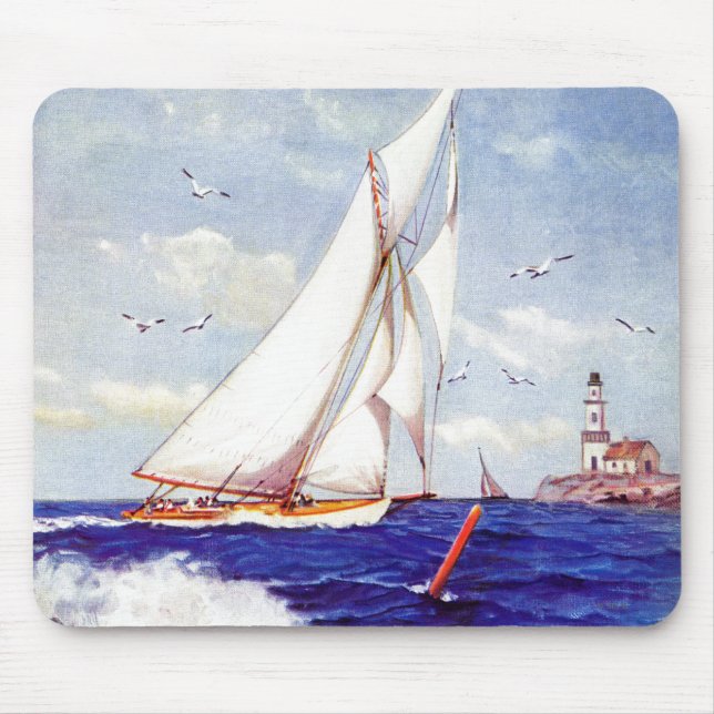 Segeln am Leuchtturm von Albert B. Zeichen Mousepad (Vorne)