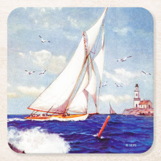 Segeln am Leuchtturm von Albert B. Zeichen Rechteckiger Pappuntersetzer