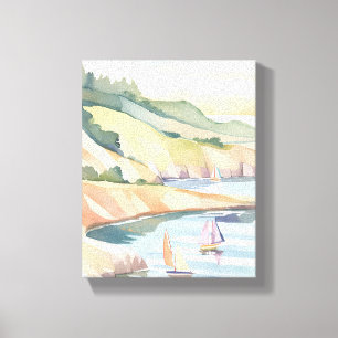 Segeln am Ufer   Rhode Island Ozean Aquarell Leinwanddruck