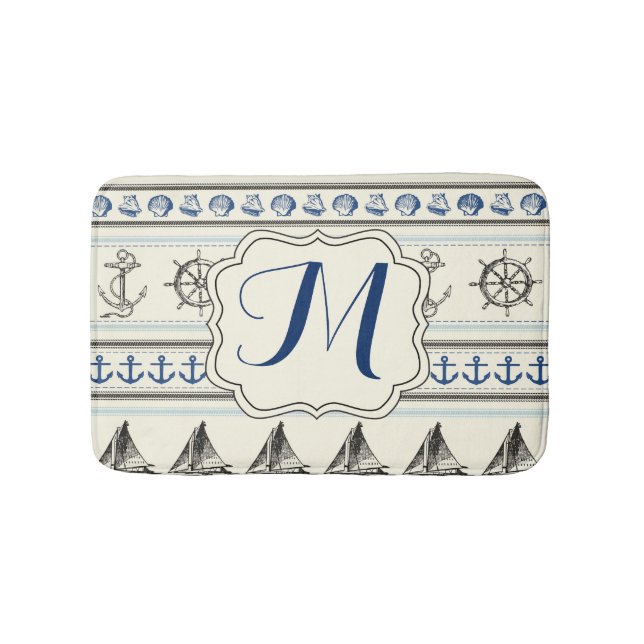 Segeln-Anker-Seeseil-Knoten-Muster-Bad-Matte Badematte (Vorderseite)