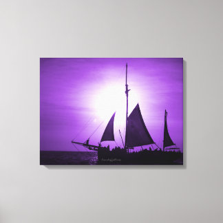 Segeln Aruba Dämmerung in Violettem Dunst (Landsch Leinwanddruck