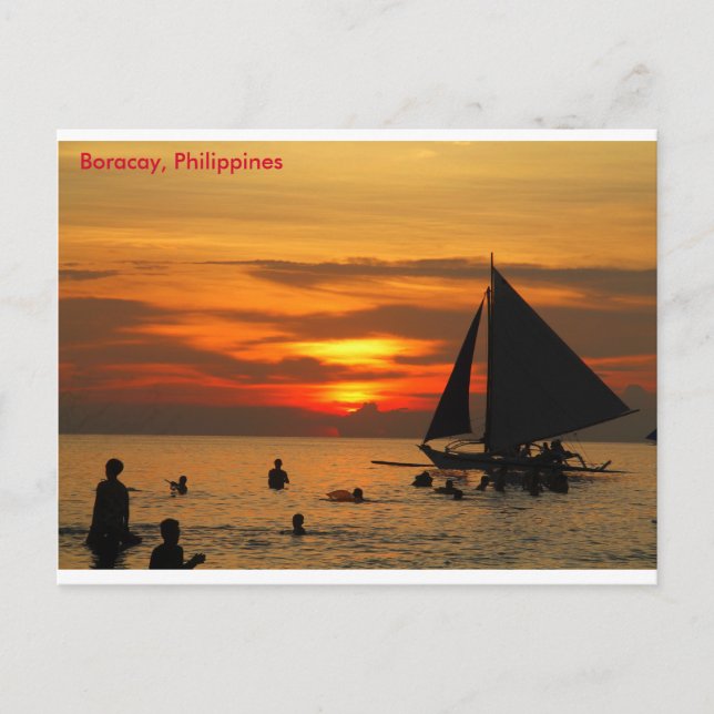 Segeln auf Boracay Sunset Postkarte (Vorderseite)