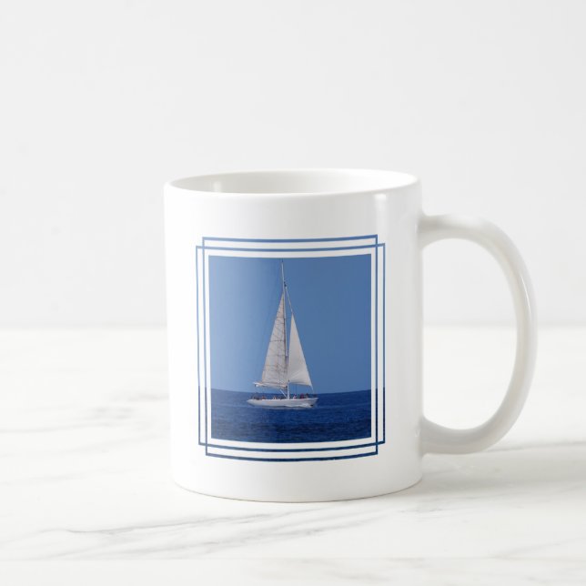 Segeln auf das Ozean-Blau Kaffeetasse (Rechts)