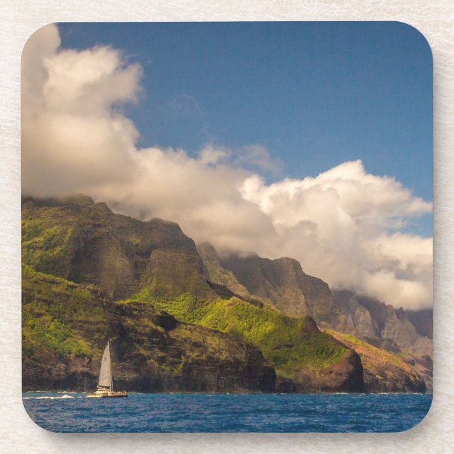 Segeln auf dem Untersetzer an der Küste Set (Vorderseite)