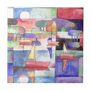 SEGELN AUF DEM WASSERBOOT Aquarellfärbung Fliese