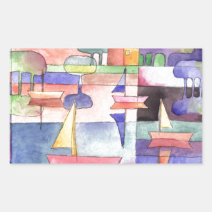 SEGELN AUF DEM WASSERBOOT Aquarellfärbung Rechteckiger Aufkleber