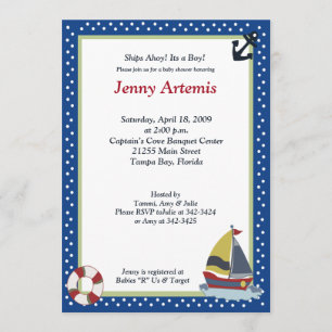 Segeln Away Navy Blue 12x18 Baby Dusche Einladung