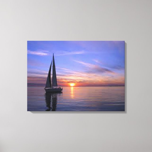 Segeln bei Sunset Leinwanddruck (Vorderseite)