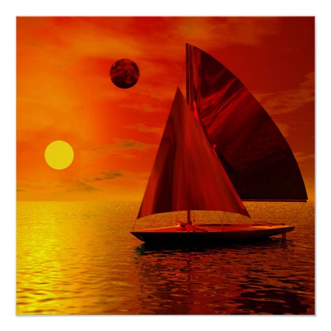Segeln bei Sunset Poster (Vorderseite)