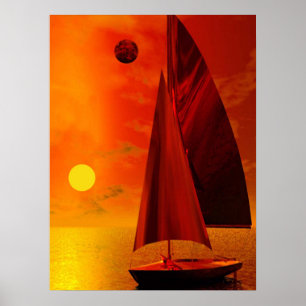 Segeln bei Sunset Poster