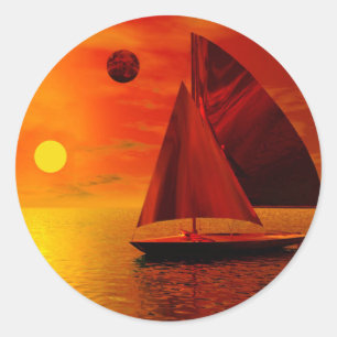 Segeln bei Sunset Runder Aufkleber