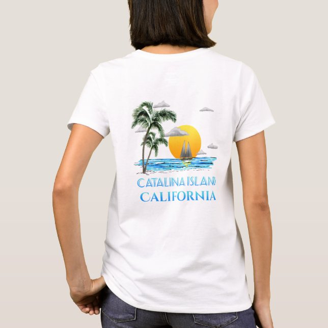 Segeln Catalina Insel California Segelboot T-Shirt (Rückseite)
