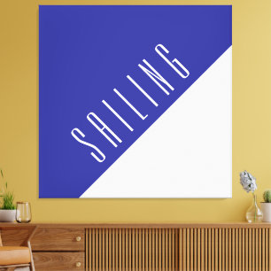 SEGELN Diagonal Deep Blue White Color Block Leinwanddruck
