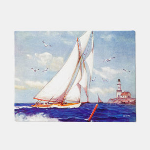 Segeln durch den Leuchtturm durch Albert B. Marks Fußmatte