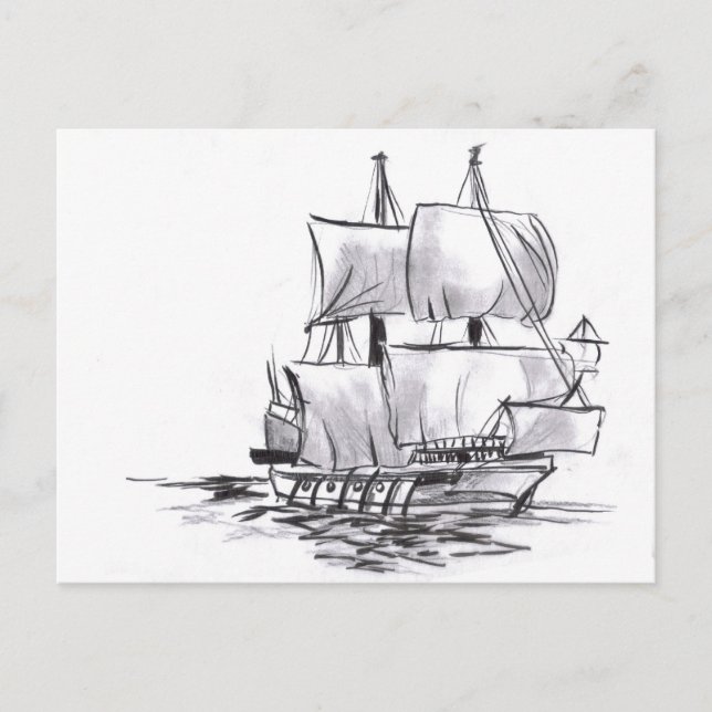 Segeln Galleon Alte Schiffe Postkarte (Vorderseite)