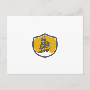 Segeln Galleon Tall Ship Wappen Retro Postkarte