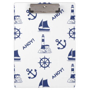 Segeln Illustration Lg Muster Navy Blau Klemmbrett