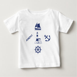 Segeln Illustrative Design Navy Blue+Transparent Baby T-shirt