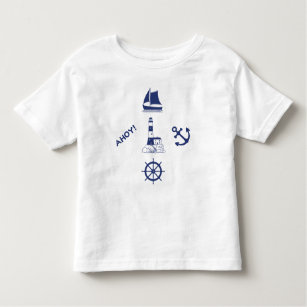 Segeln Illustrative Design Navy Blue+Transparent Kleinkind T-shirt