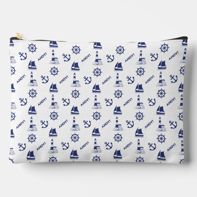 Segeln Illustrative Sml Ptn Navy Blue+White Zubehörtasche (Vorderseite)