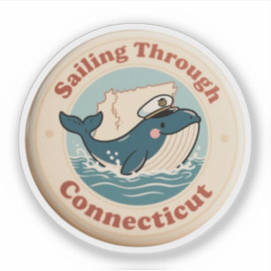 Segeln im Vintage-Stil durch Connecticut-Wal Aufkleber