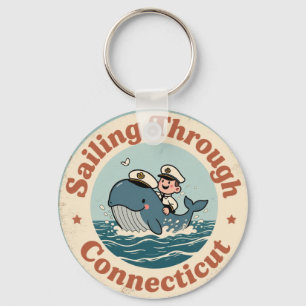 Segeln im Vintage-Stil durch Connecticut Whale Schlüsselanhänger