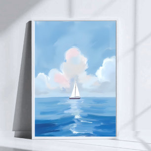 Segeln in Blau   Küstensegler Ozeanmalerei Poster