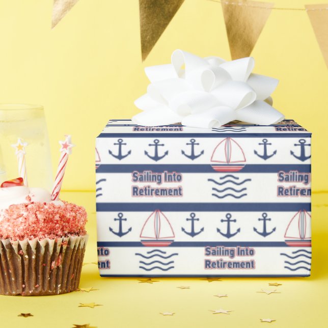 Segeln in den Ruhestand Nautisches Geschenkpapier (Geburtstagsparty)