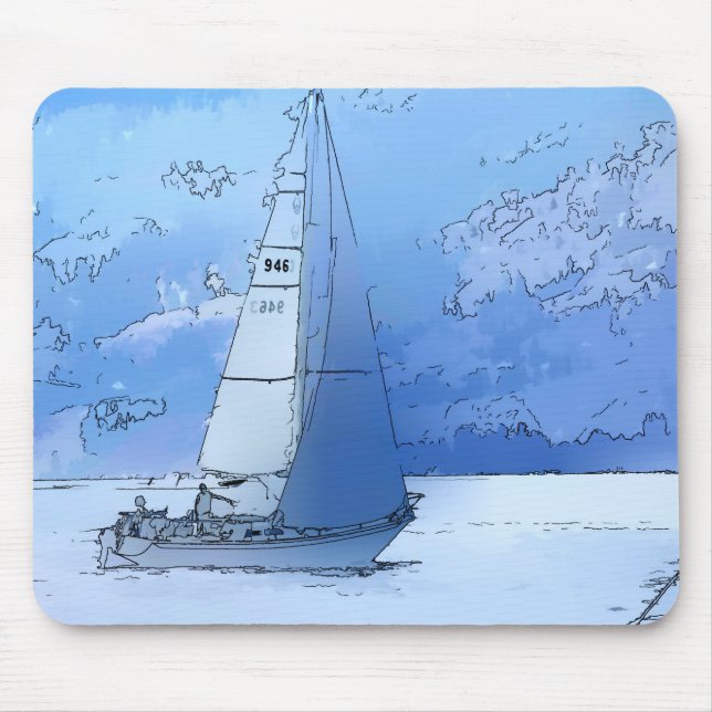 Segeln in den ruhigen blauen Gewässern - Segelboot Mousepad (Vorne)