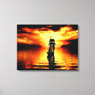 Segeln in den Sonnenuntergang Leinwanddruck