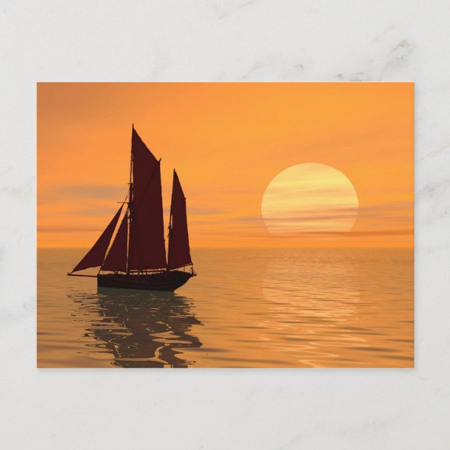 Segeln in den Sonnenuntergang Postkarte (Vorderseite)