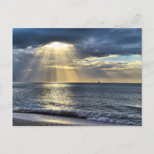 Segeln in den Sonnenuntergang - Postkarte (Vorderseite)