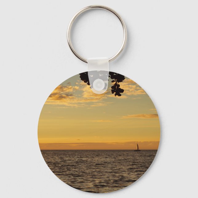 Segeln in den Sonnenuntergang Schlüsselanhänger (Vorderseite)