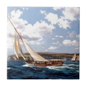 Segeln in ein raues Meer Fliese