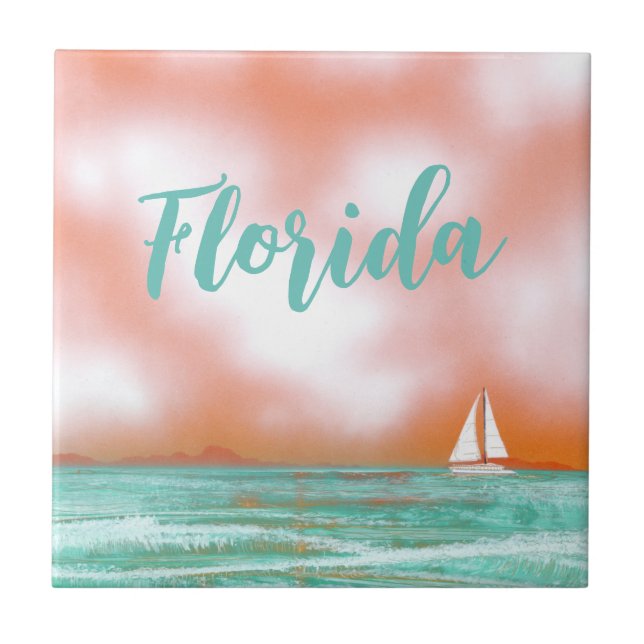 Segeln in Florida Fliese (Vorderseite)