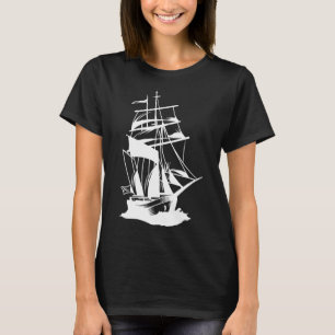 Segeln Linienzeichnung Ozean Meer Yacht Segler T-Shirt