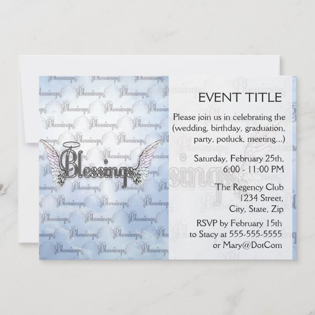 Segeln mit Wolken, Engelsflügeln und Halo Einladung (Vorderseite)