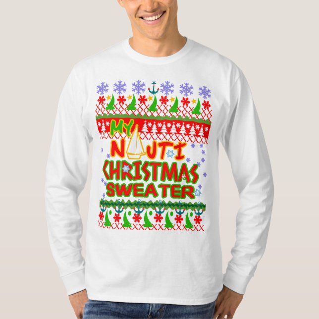 Segeln Nautic Ugly Weihnachtssüßer T-Shirt (Vorderseite)