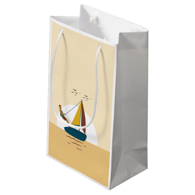 Segeln Sailboat Custom Geschenktaschen Kleine Geschenktüte (Rückseite Schrägansicht)