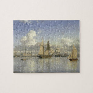Segeln-Schiffe weg von Kronborg Schloss, Schweden, Puzzle