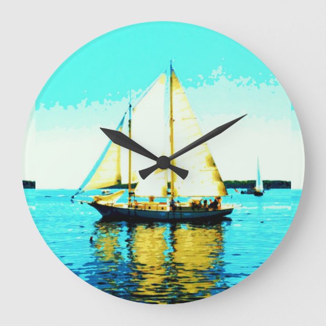 Segeln Schooneruhr Große Wanduhr (Vorderseite)