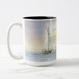 Segeln Seascape Boat Malerei Geburtstag Kaffee Tas Zweifarbige Tasse