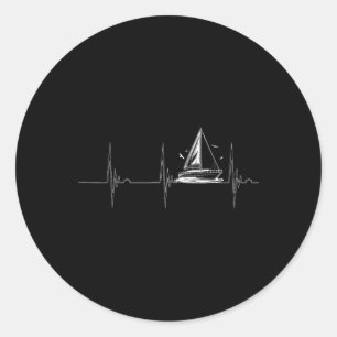 Segeln Segelboot Heartbeat Ekg Pulsbootschiff Sege Runder Aufkleber